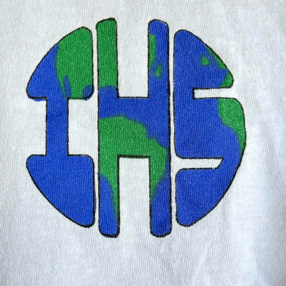 90s Christogram Earth World Jesus Tee 1995 VTG Single Stitch Made in USA 19x26 - Picture 3 of 6